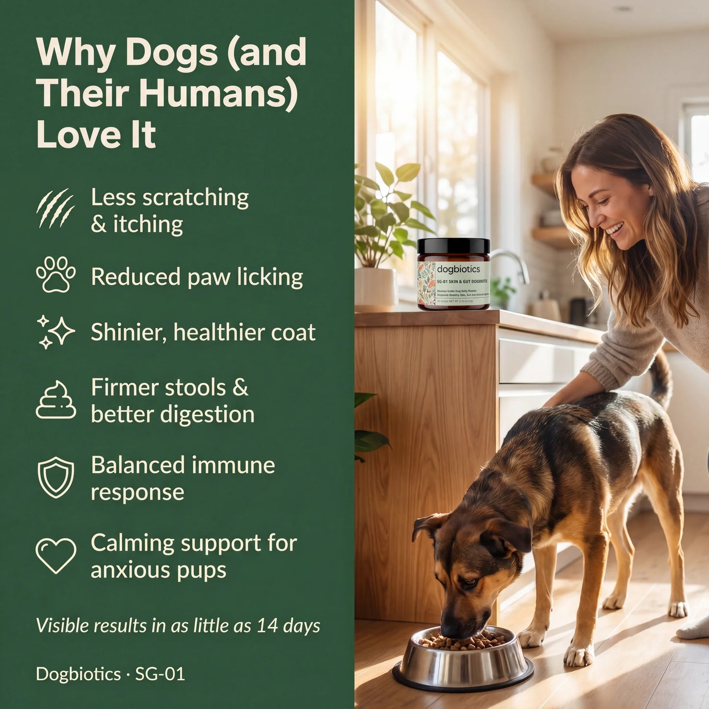 SG-01 Skin & Gut Dogbiotic: Daily Powder for Itch Relief, Coat Health & Digestion